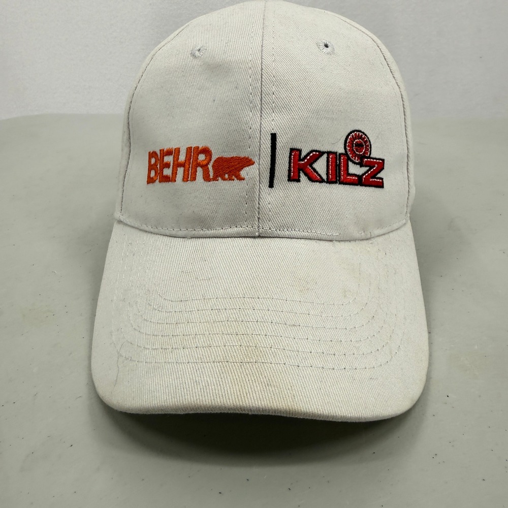 Behr Kilz Baseball Hat Mens White Embroidered Logo Adjustable OSFM Cap
